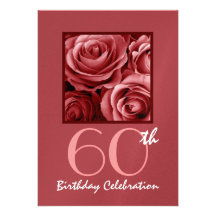 60th Birthday Party Invitation Red Roses