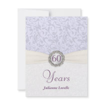 60th Birthday Party Invitations Lavender Damask