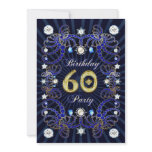 60th birthday party invite with masses of jewels