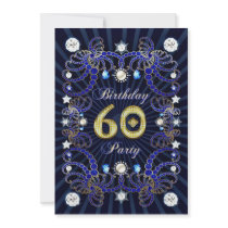 60th birthday party invite with masses of jewels