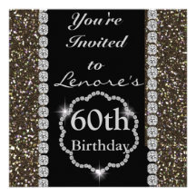 60th ELEGANT CRYSTAL Birthday Party Invitation