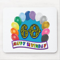 60th Happy Birthday Balloons Merchandise Mouse Pad