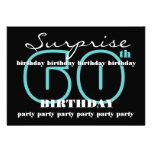 60th SURPRISE Birthday Party Invitation Aqua Black