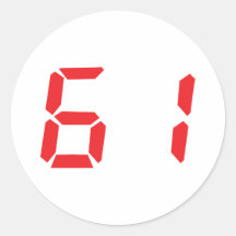 61 sixty-one red alarm clock digital number sticker