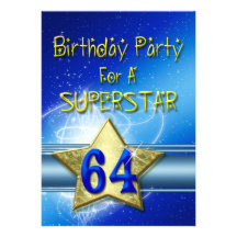 64th Birthday party Invitation for a Superstar.