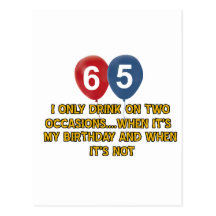 65 year old birthday designs postcard