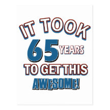 65 year old birthday designs postcard