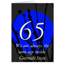 65th Birthday Blue and Black Quote Card