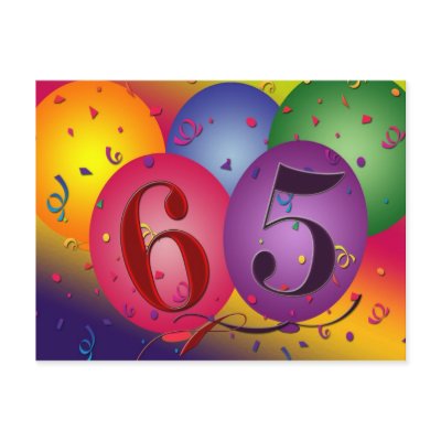 65th birthday party postcard invites - Customized by perfectpostage