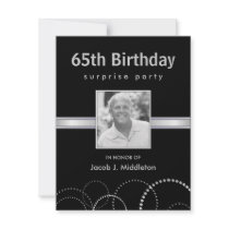 65th Birthday Surprise Party Photo Invitations