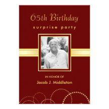 65th Birthday Surprise Party - Photo Optional Custom Invitation