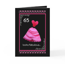 65th Fabulous Birthday with Pink Dress Greeting Card