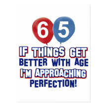 65th year old birthday gift postcards