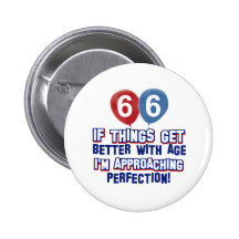 66th year old birthday design button