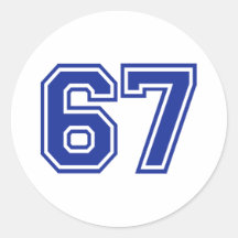 67 - number round sticker