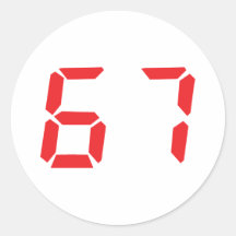 67 sixty-seven red alarm clock digital number stickers