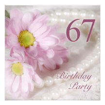67th Birthday party invitation with daisies