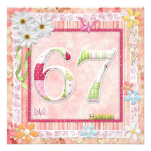 67th birthday party scrapbooking style personalized invite