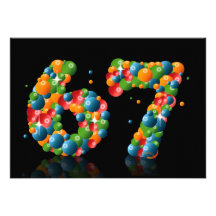 67th Birthday party, with bubbles and balls Invites