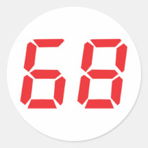 68 sixty-eight red alarm clock digital number stickers