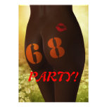 68th Birthday party Invitation with a bare rear.