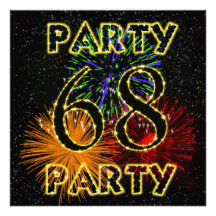 68th birthday party invitation with fireworks