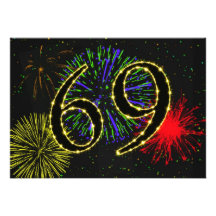 69th birthday party invitate custom invite