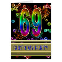 69th Birthday party Invitation Card