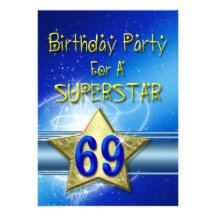 69th Birthday party Invitation for a Superstar.