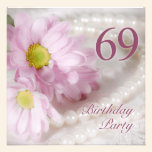 69th Birthday party invitation with daisies invitations