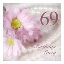 69th Birthday party invitation with daisies