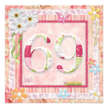 69th birthday party scrapbooking style personalized invitation