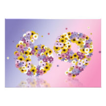 69th Birthday party, with flowered letters Personalized Invites