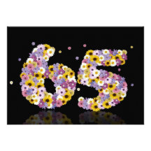 69th Birthday party, with flowered letters Personalized Announcement
