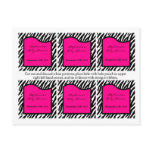 6 Favour Tags Hot Pink Zebra Print postcards