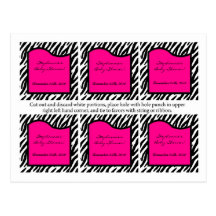6 Favour Tags Hot Pink Zebra Print Postcard