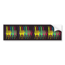 6 llamas in 6 colours on black background