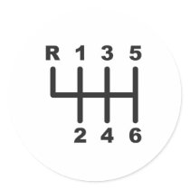 6 Speed Shift Gate Round Stickers