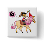 6 year old girl on a pony pinback buttons