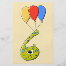 6th Birthday Cartoon Monster. Flyer Design