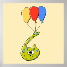 6th Birthday Cartoon Monster. Poster