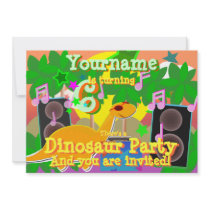 6th Birthday Cool Dinosaur DJ Party Invitations