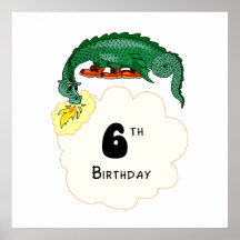 6th Birthday Dragon Print