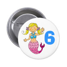 6th birthday gift for a girl, cute mermaid button