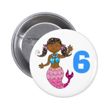 6th birthday gift for a girl, cute mermaid pinback buttons