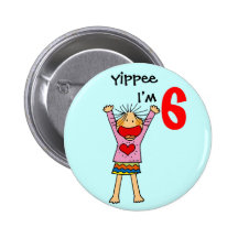 6th birthday girl button