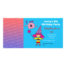 6th birthday girl party invitations (wizard) photo greeting card