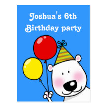 6th birthday party personalized invitations postcards