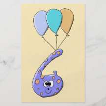 6th Birthday, Purple Birthday Monster Cartoon. Personalized Flyer