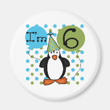 6th Penguin Birthday Magnets